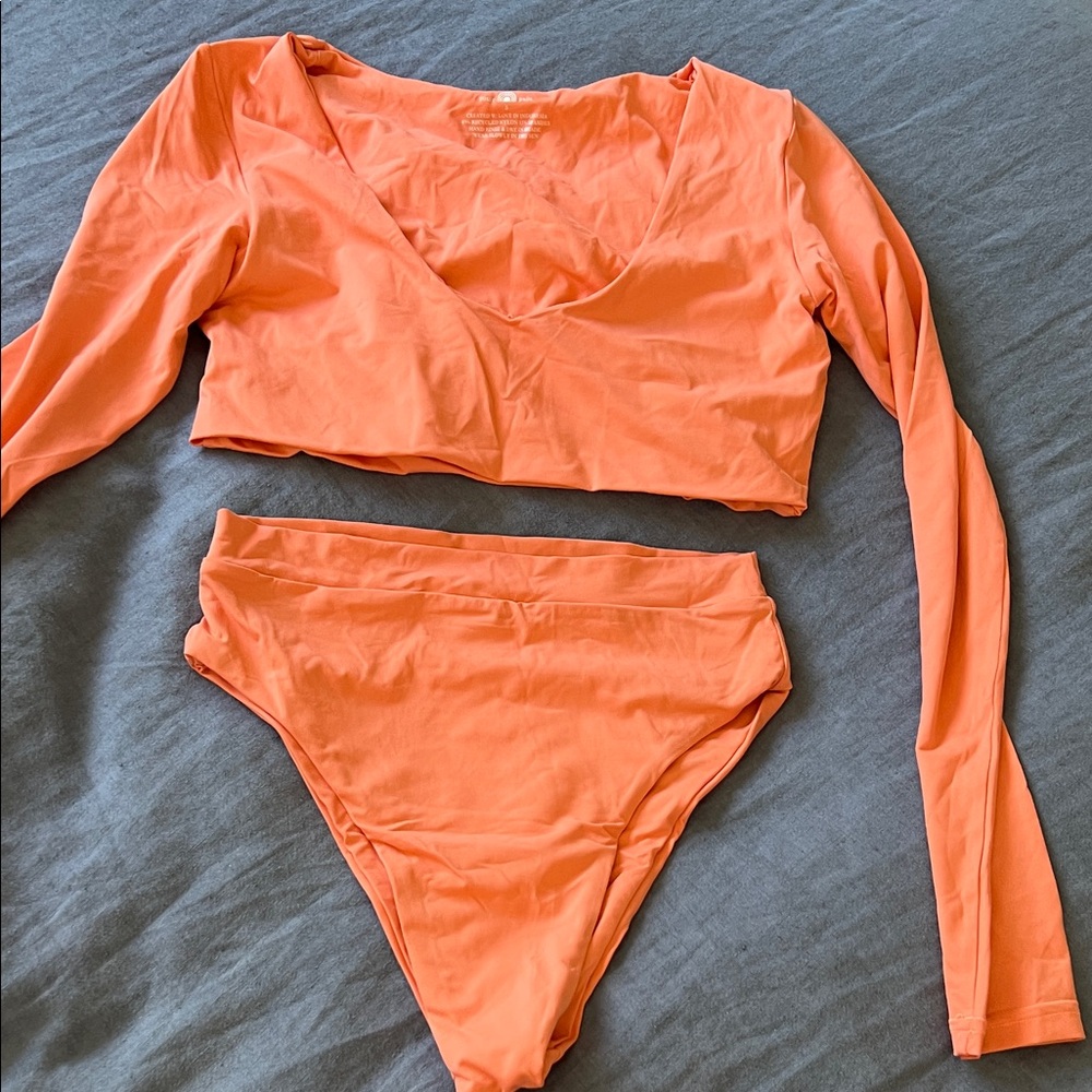 Orange Long Sleeve Bikini Set